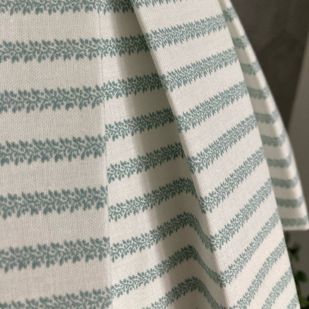 Box-pleated Lampshade in Botanical Blue Stripe