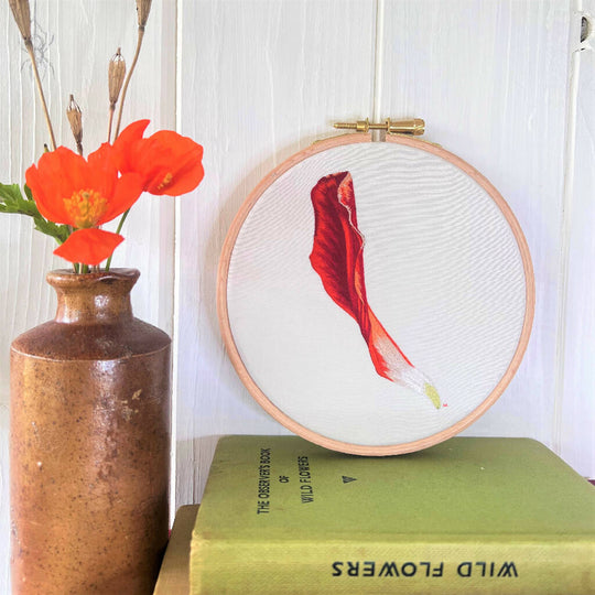 Poppy Petal Silk Hand Embroidered Art