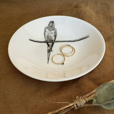 Fine Bone China swallow round trinket dish