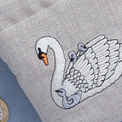 Embroidered Swan Snap Purse