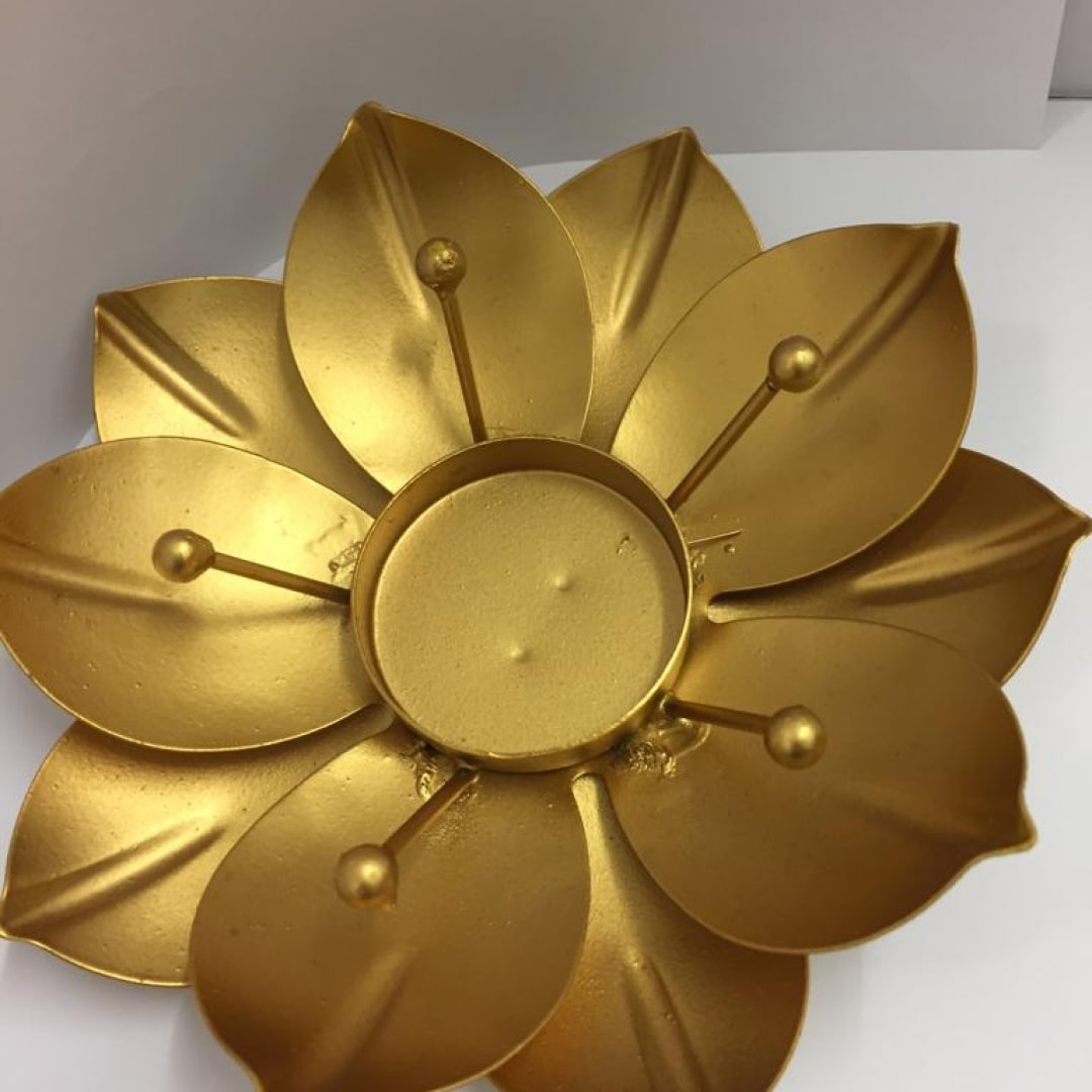 Gold Lotus Flower Candle Holder