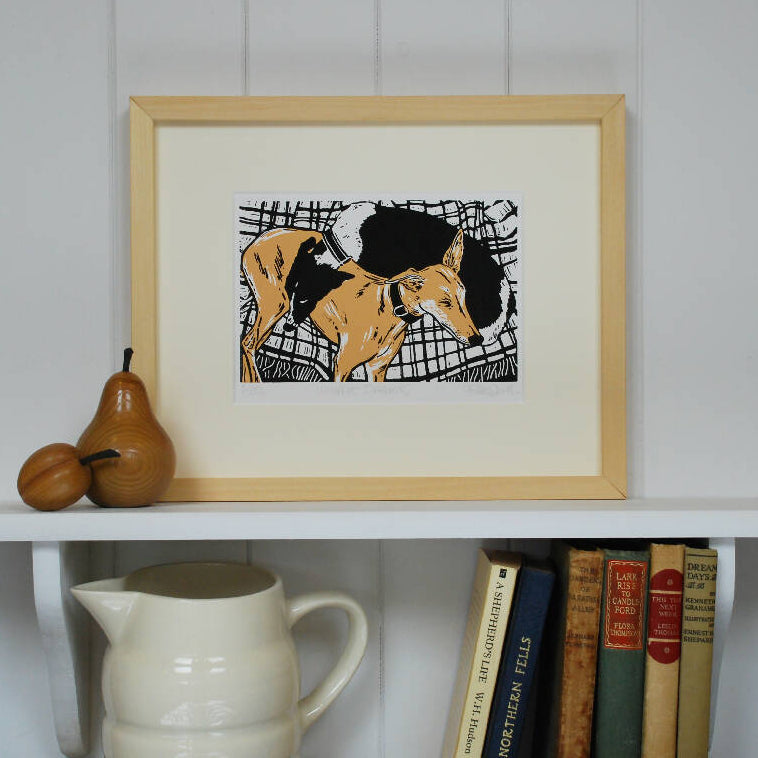 'Whippet Dreams' Collection - Limited Edition - Personalised Original Linocut Print