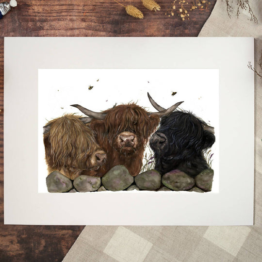Three Highland Cows 'Wenlock Highlands' Limited Edition Print