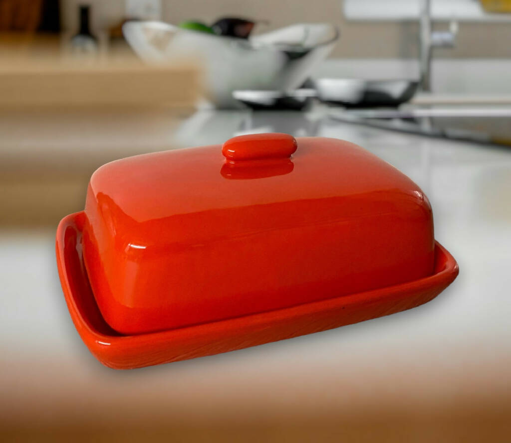 Butter Dish in Red Glaze