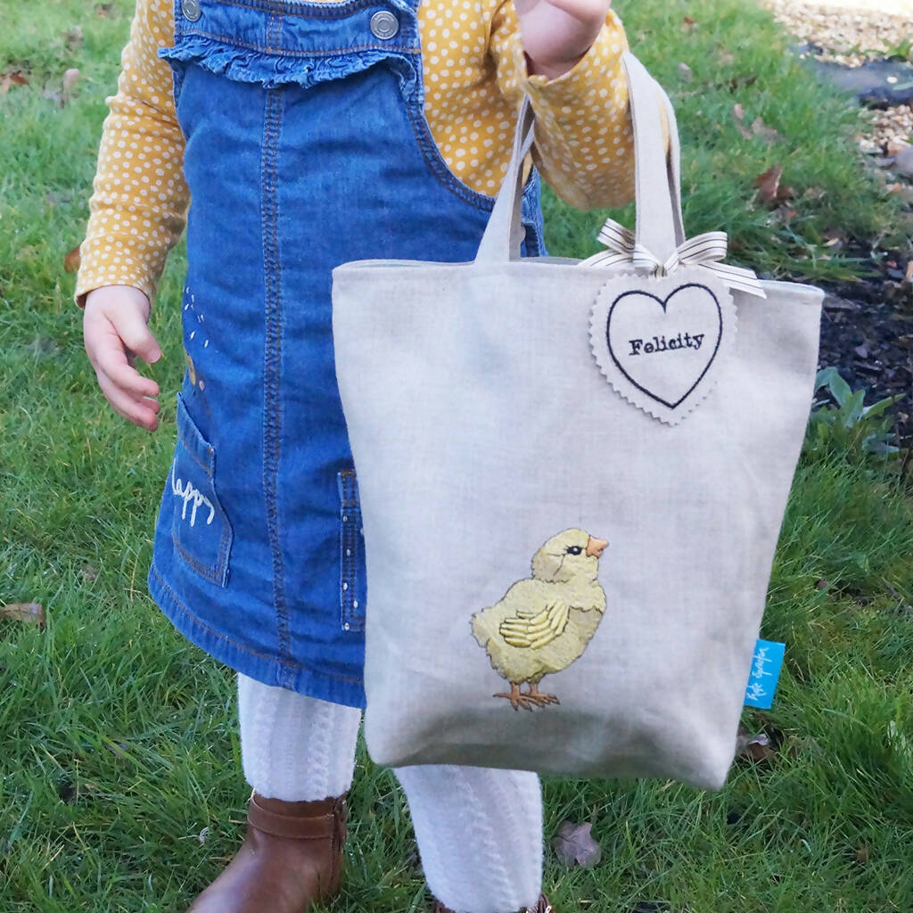 Embroidered Little Chick Easter Egg Hunting Bag