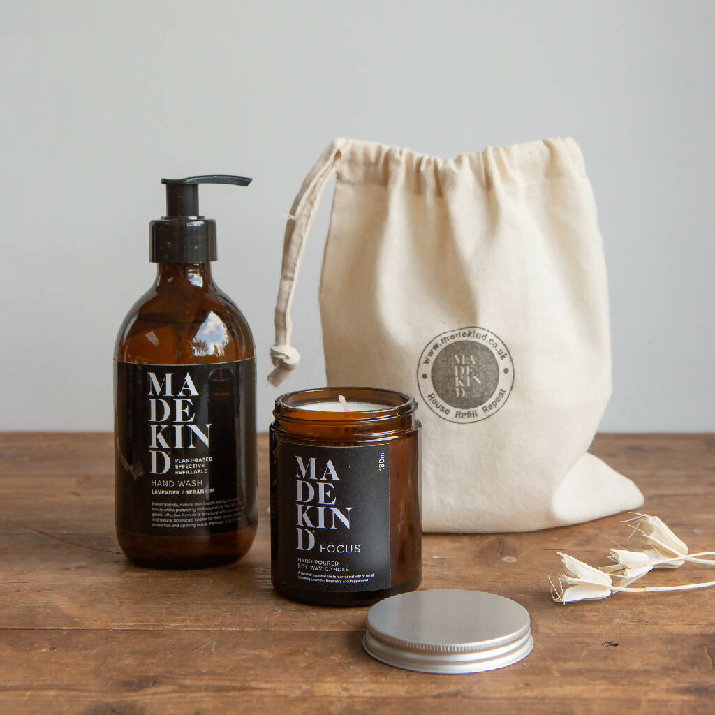 Natural Hand Wash & Candle in Gift Bag