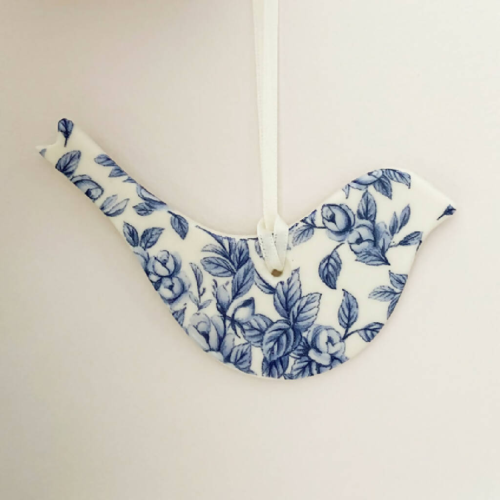 Porcelain Blue And White Bird Decoration