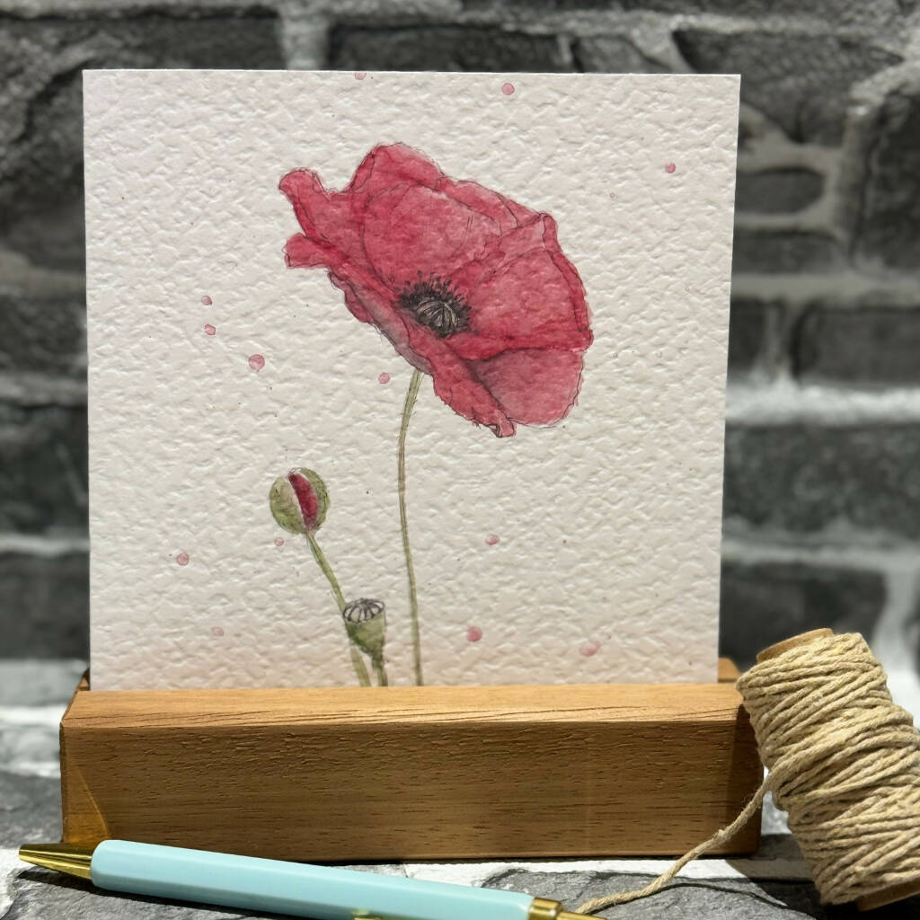 Watercolour Poppy Greetings Card