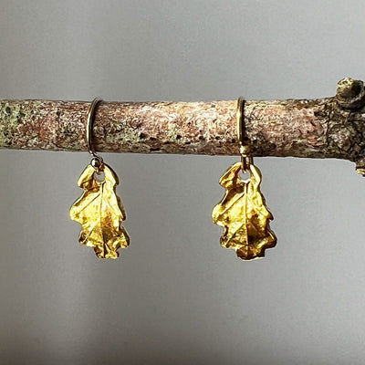 Gold Baby Oak Leaf Earrings