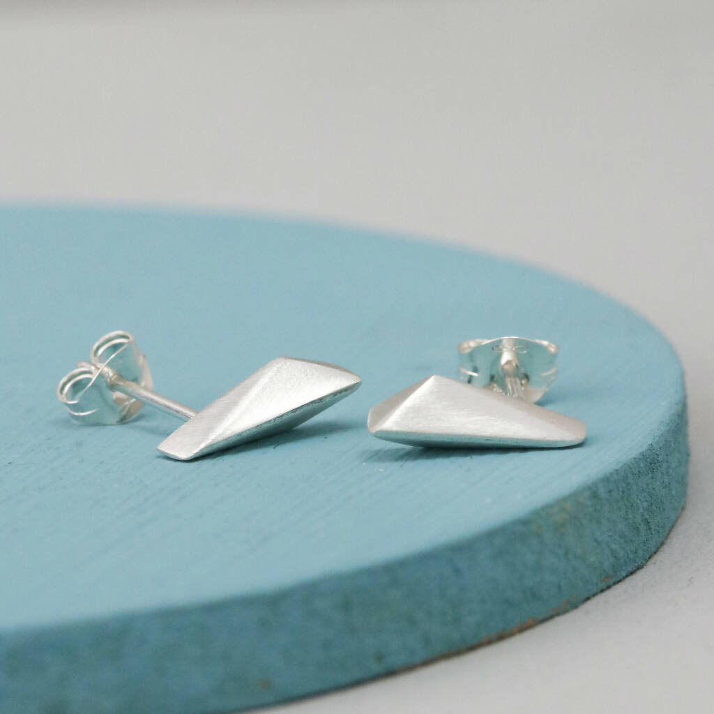 Kite Shape Stud Earrings in Solid Sterling Silver