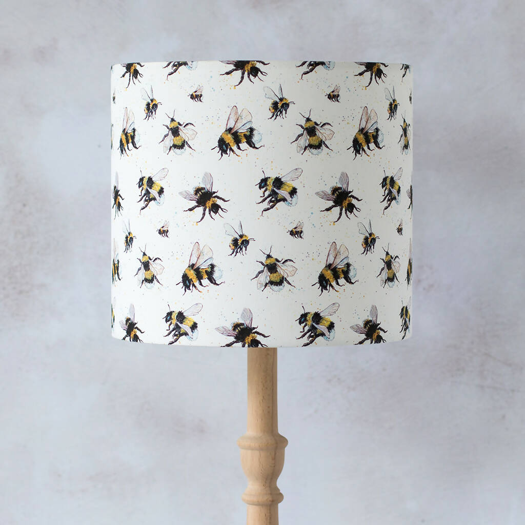 Bees Canvas Lampshade in Cream