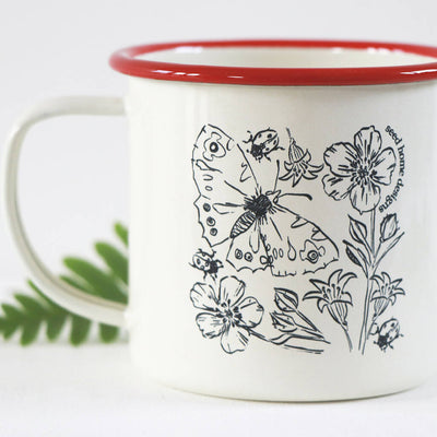 Cornish Woodland Enamel Mug Etched in Cornwall