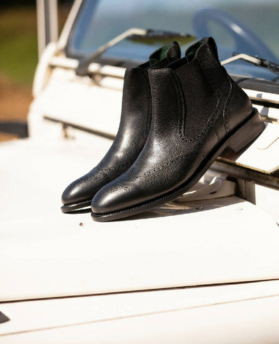 Owl - Men's Leather Chelsea Boots in Black