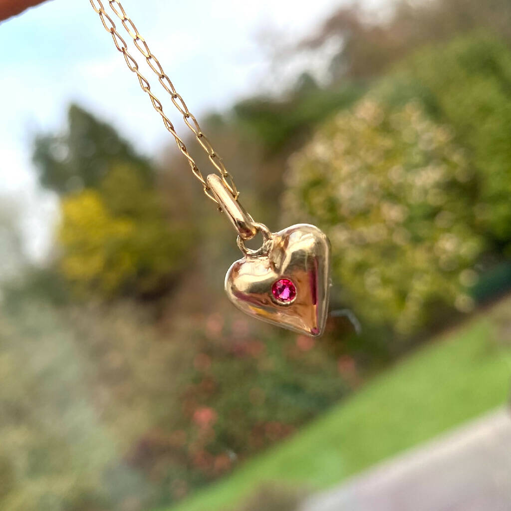 Ruby Heart - Ethical Gold Pendant Necklace in 9ct and 18ct