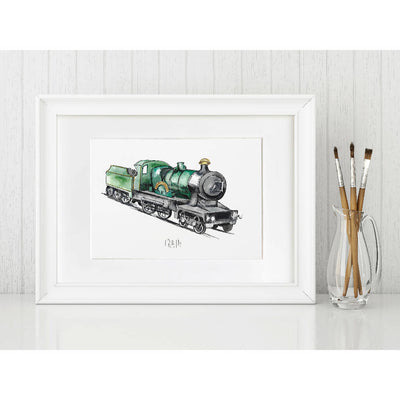 Steam Train Watercolour Art Print