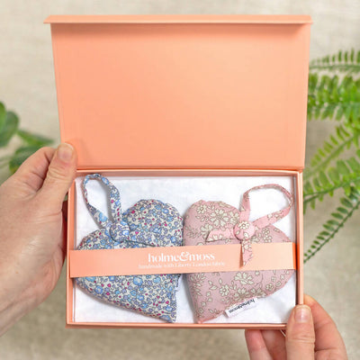 Liberty Lavender Heart Gift Box, Set of Two - Dolly Mixtures Collection