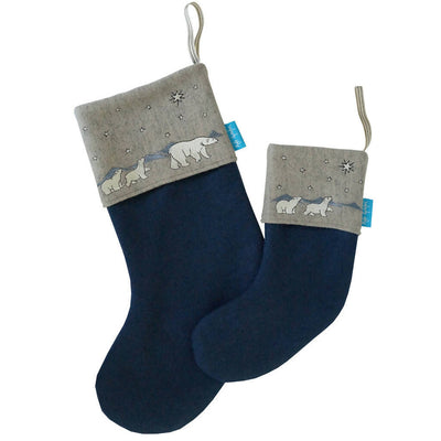 Embroidered Polar Bear and Cubs Christmas Stocking