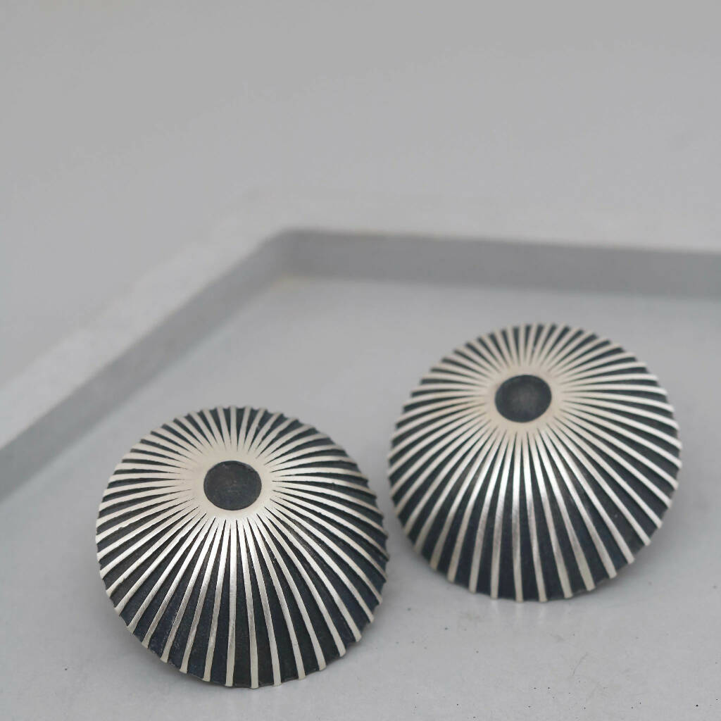 Sunburst Stud Earrings in Solid Sterling Silver