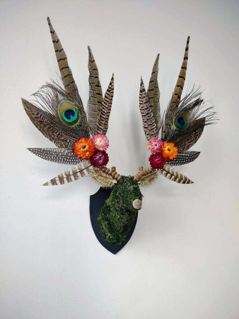 Sunset Peacock Botanical Stag MINI Wall Mount