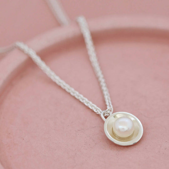 Pearl Pendant Necklace in Solid Sterling Silver