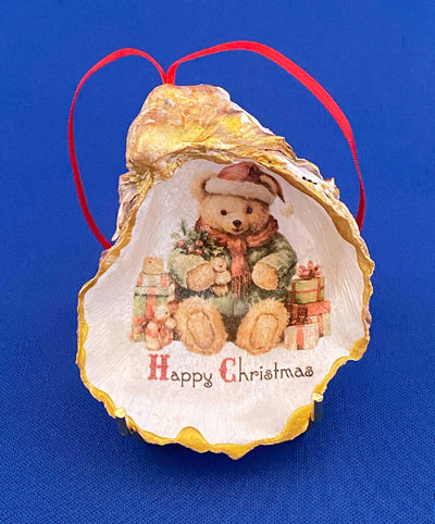 Vintage Christmas Teddy Oyster ornament