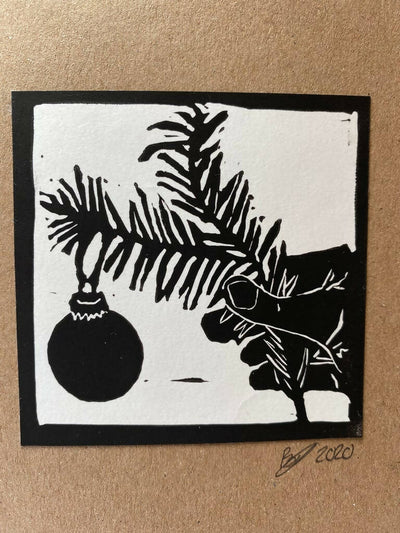 Bouclé 'Fir Tree in Hand' Hand-Printed Christmas Card