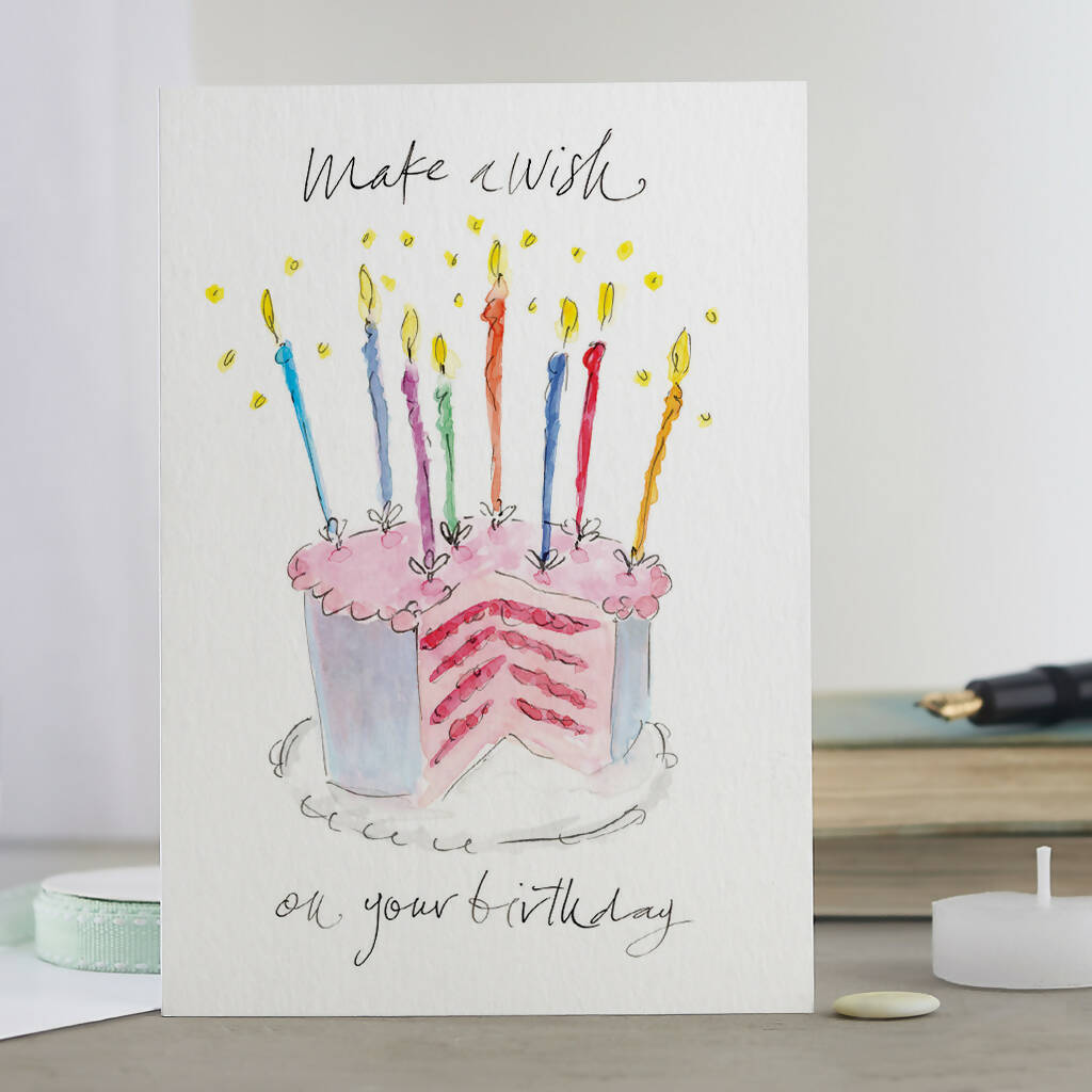 'Make A Wish On Your Birthday' Cake & Candles Birthday Card