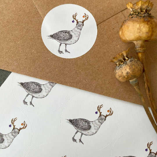 30 Gull Christmas Stickers - (15 per sheet)