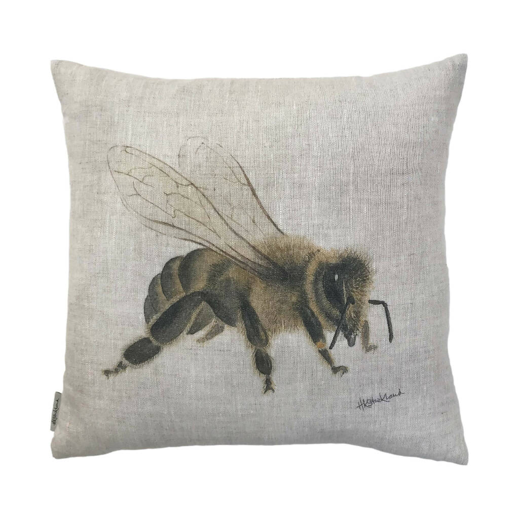 Linen Honey Bee Cushion
