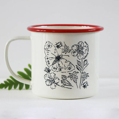 Cornish Woodland Enamel Mug Etched in Cornwall