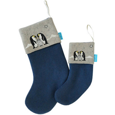 Embroidered Penguin and Chicks Christmas Stocking