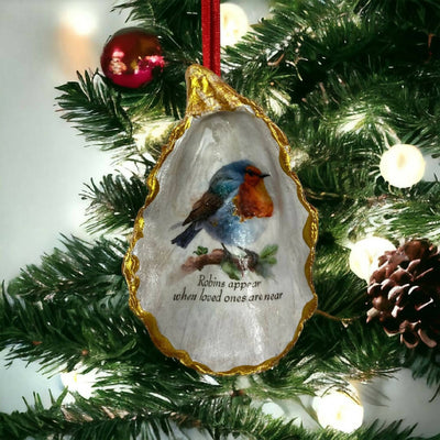 When Robins Appears – Oyster Shell Ornament