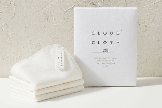 CloudCloth Organic Cotton Facial Cleansing Reusable Makeup Remover Cloths in Ecru (3 Pack)
