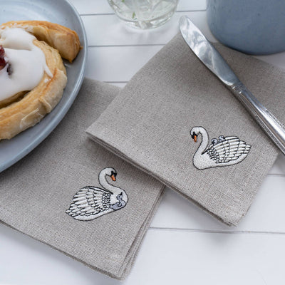 Swan linen cocktail napkins lifestyle 2