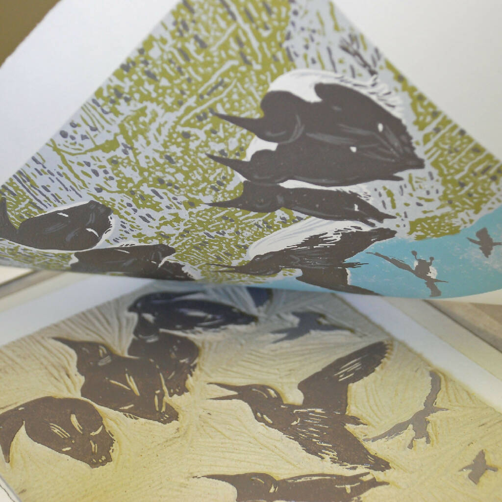 Guillemots, Bempton Cliffs - Limited Edition - Original Linocut Print