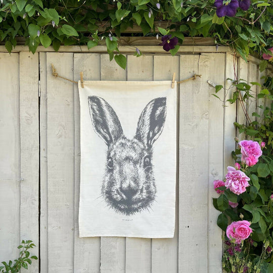 Natural Cotton Hare Tea Towel