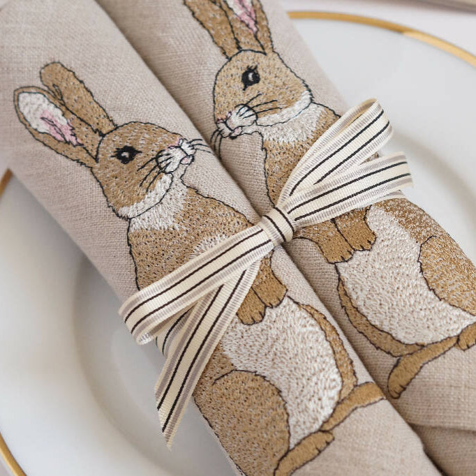 Ivory Cotton Luxury Embroidered Rabbit Gift Set by Kate Sproston Design