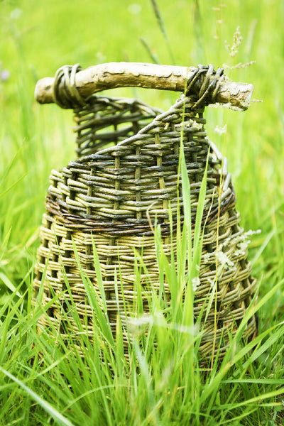 Asymmetric Basket with Natural Wood Handle