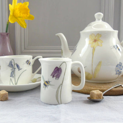 Bee and Spring Flowers Bone China Quarter Pint Jug