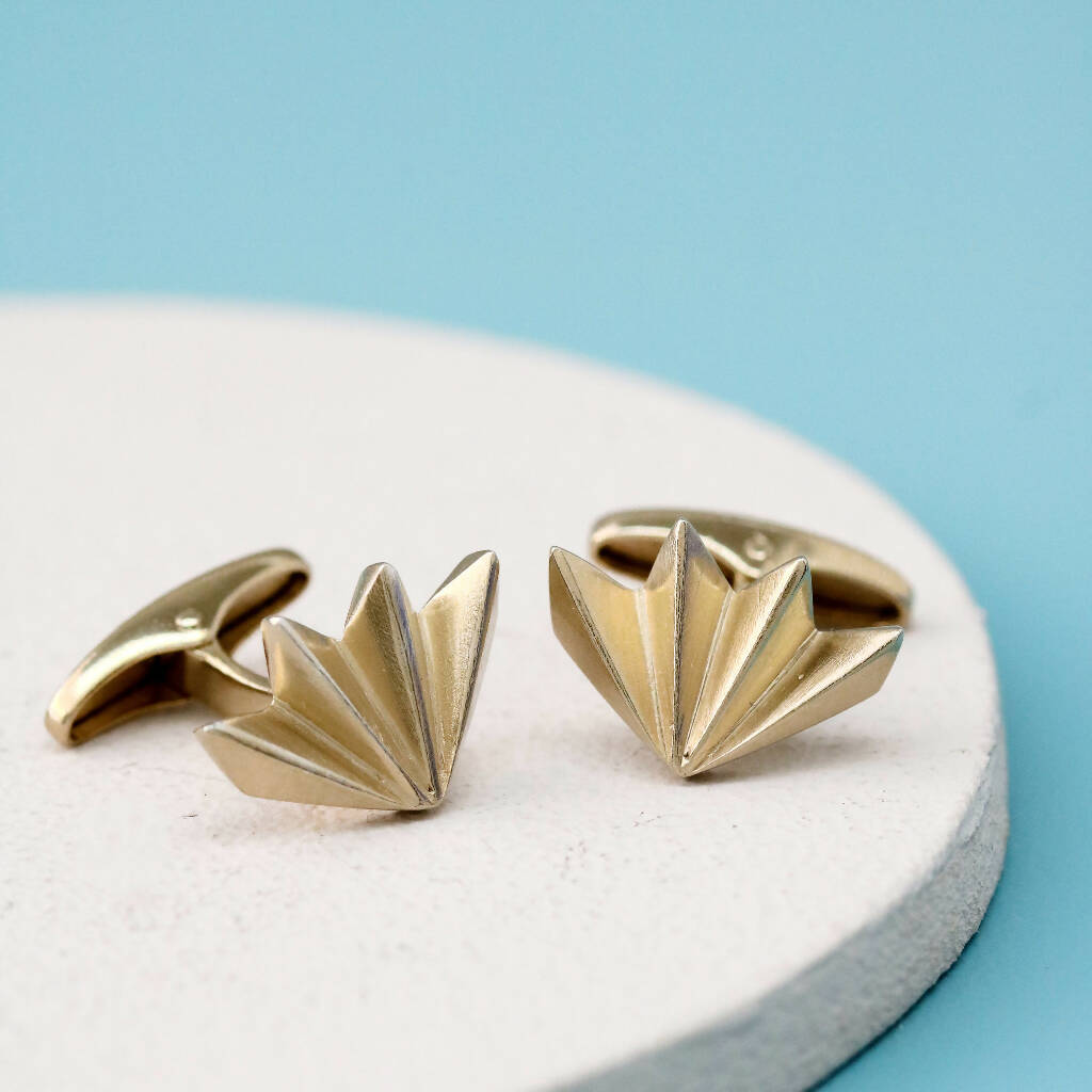 Geometric Fan Cufflinks in Solid 9ct Gold