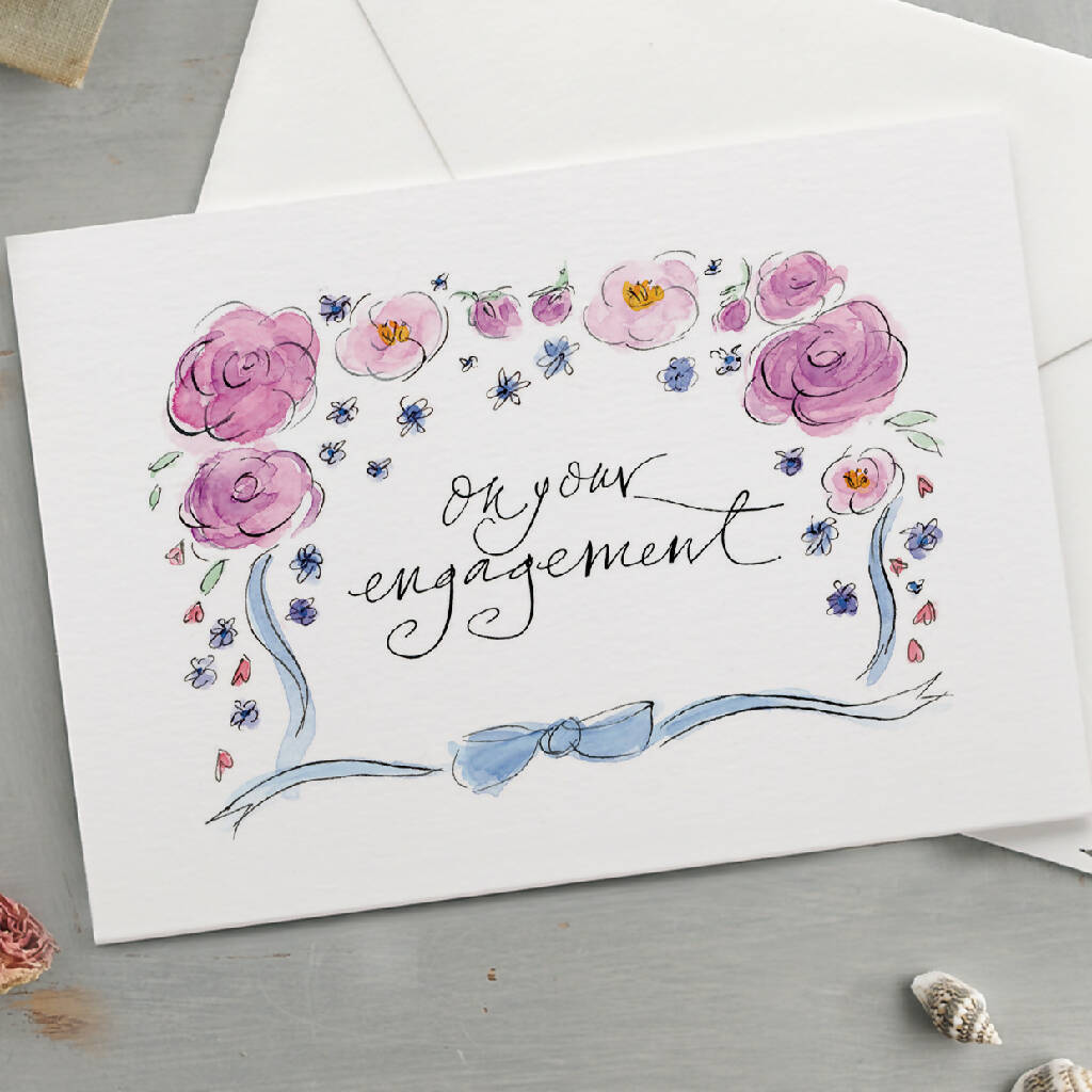 'On Your Engagement' Romantic Floral Engagement Card