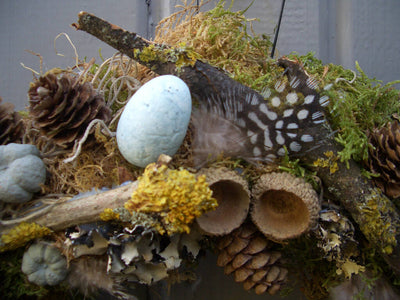 Spring Feather Egg & Twig Wreath