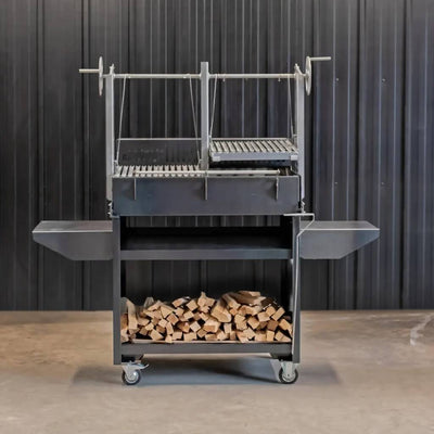 Asado Grill in Gunmetal with Woodstore Stand