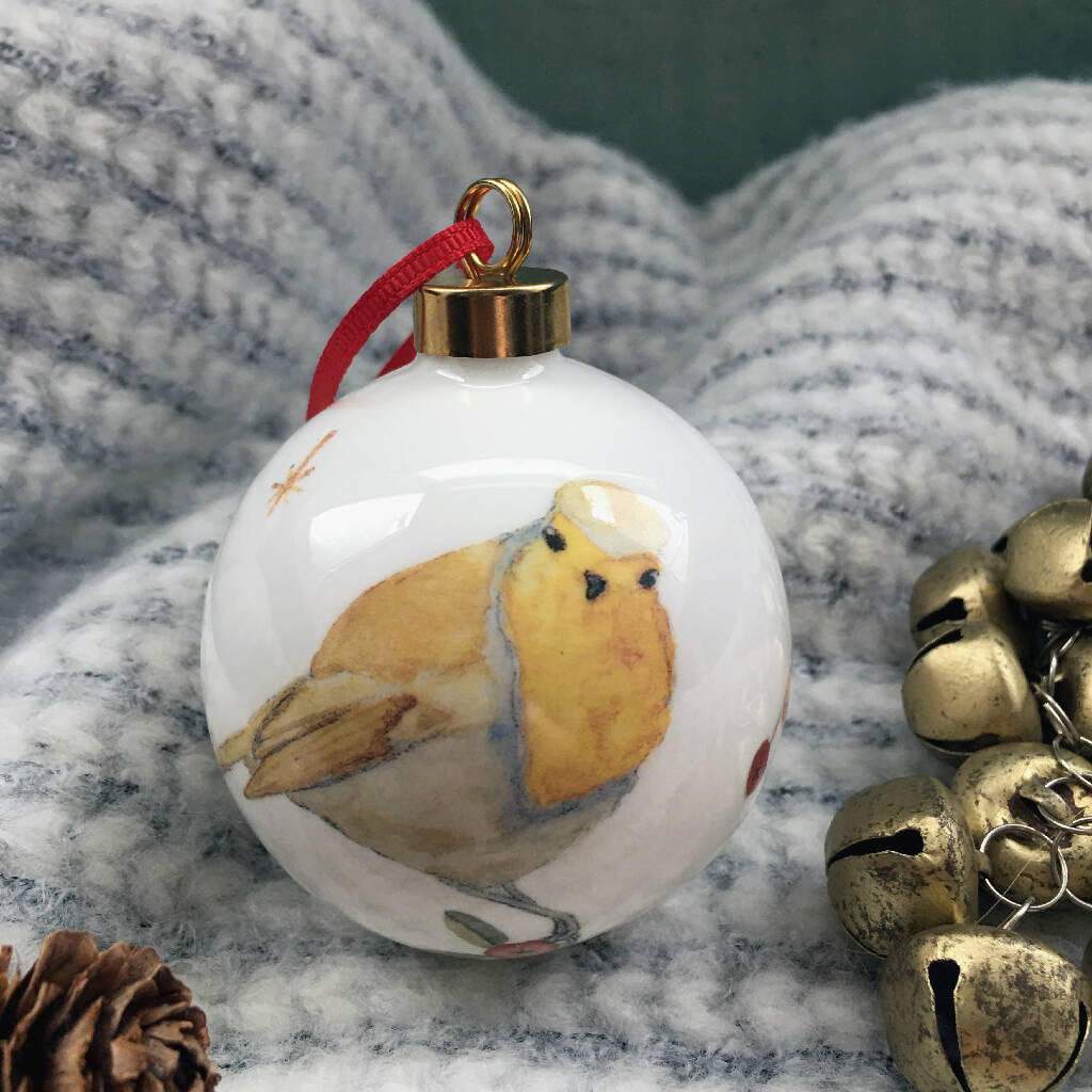 Robin Bone China Christmas Bauble