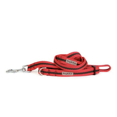 Dog Collar & Lead Set In Red And Brown Stripe