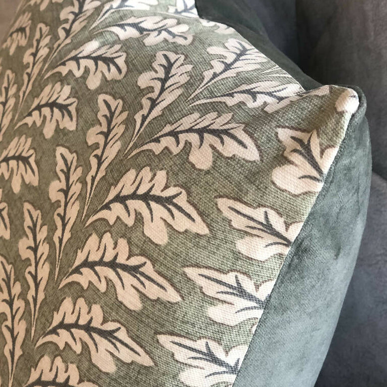 Leafy Sage Green Velvet-Backed Cushion