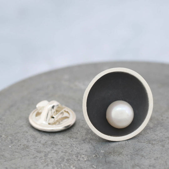 Pearl Tie Pin in Solid Sterling Silver