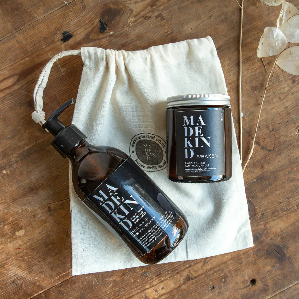 Natural Hand Wash & Candle in Gift Bag