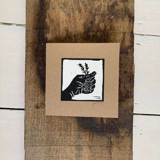 Bouclé 'Lavender in Hand' Hand-Printed Card