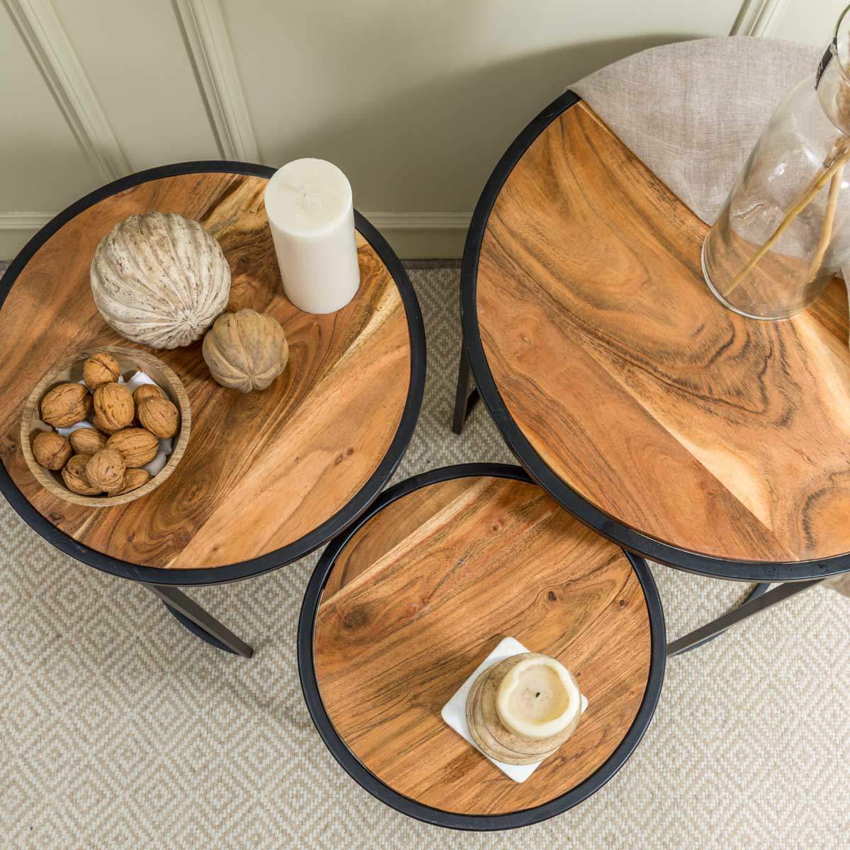Acacia Wood Side Tables